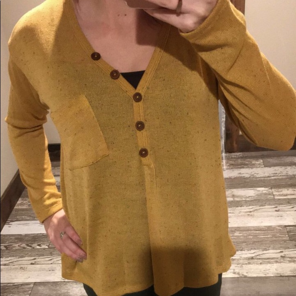 Mustard long sleeve with button detail